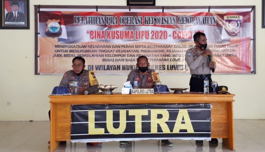 Pelatihan pra-Operasi Bina Kusuma Lipu Covid 19 2020 di Mapolres Luwu Utara, Rabu (12/8/2020).