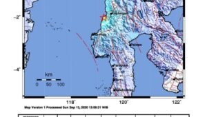 Gempa bumi terjadi di Mamuju Tengah, Senin (14/9/2020) dini hari WITA.