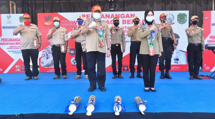 Pencanangan kawasan siaga bencana untuk empat desa di Luwu Utara oleh Kementerian Sosial, dipusatkan di lapangan Desa Kamiri, Kecamatan Masamba, Senin (21/9/2020).