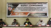 Rapat koordinasi persiapan pendaftaran pasangan calon (paslon) Bupati dan Wakil Bupati Luwu Timur Tahun 2020, di Kantor KPULutim, Malili, Rabu (2/9/2020).