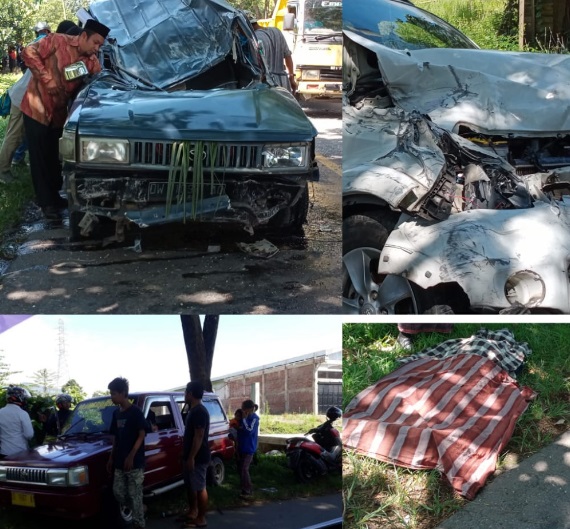 Foto-foto tabrakan beruntun rombongan pengantin yang menewaskan satu penumpang di Karang-karangan, Kabupaten Luwu, Senin (28/9/2020).