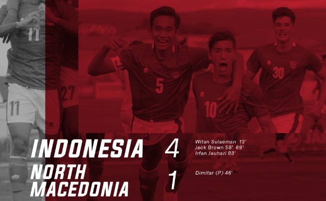 Indonesia U-19 menang 4-1 atas Makedonia Utara U-19, Minggu (11/10/2020) malam. foto: pssi.org