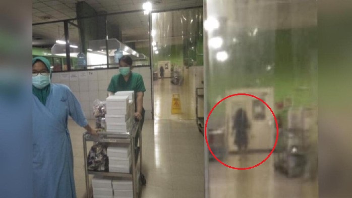 Viral foto penampakan di belakang perawat Covid-19 yang tengah dinas malam. ft/twitter