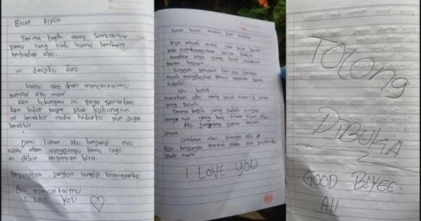 Tangkapan layar surat-surat yang diduga ditulis gadis Toraja, FM sebelum gantung diri. foto: dok Polres Tana Toraja.