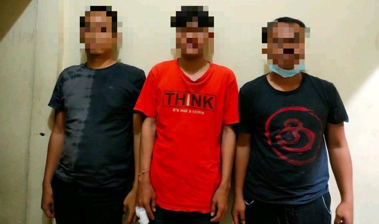 Tiga terduga pelaku penganiayaan dan pengrusakan di Salon Appy, Jalan Veteran Kota Palopo.