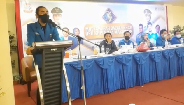 Wakil Ketua DPD I KNPI Sulsel yang juga Korwil Makassar, Ampi Amrullah saat meminta Musda XV KNPI Kota Makassar ditunda. ft/ist