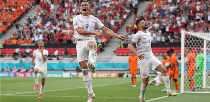 Republik Ceko lolos ke perempat final Euro 2020 usai mengalahkan Belanda 2-0 di Puskas Arena (Budapest), Senin (28/6) dini hari WITA.
