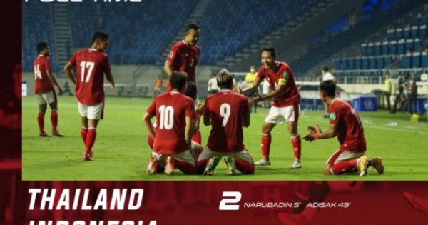 Pertandingan Kualifikasi Piala DUnia 2022 antara Indonesia vs Thailand di Al-Maktoum Stadium, Dubai, Uni Emirat Arab (UEA), Jumat (4/6/2021) dini hari WITA, berakhir imbang 2-2. foto:pssi