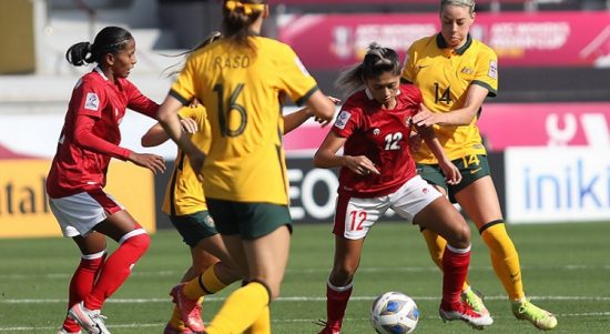 Pertandingan Australia vs Indonesia di Mumbai Football Arena, Jumat (21/1/2022) petang. Foto: pssi