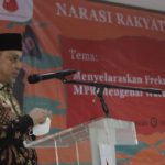 Anggota DPD RI, Tamsil Linrung sebagai pembicara utama dalam Narasi Rakyat Daerah Jilid II, di Tangerang Selatan, Sabtu (22/1/2022). Foto:ist