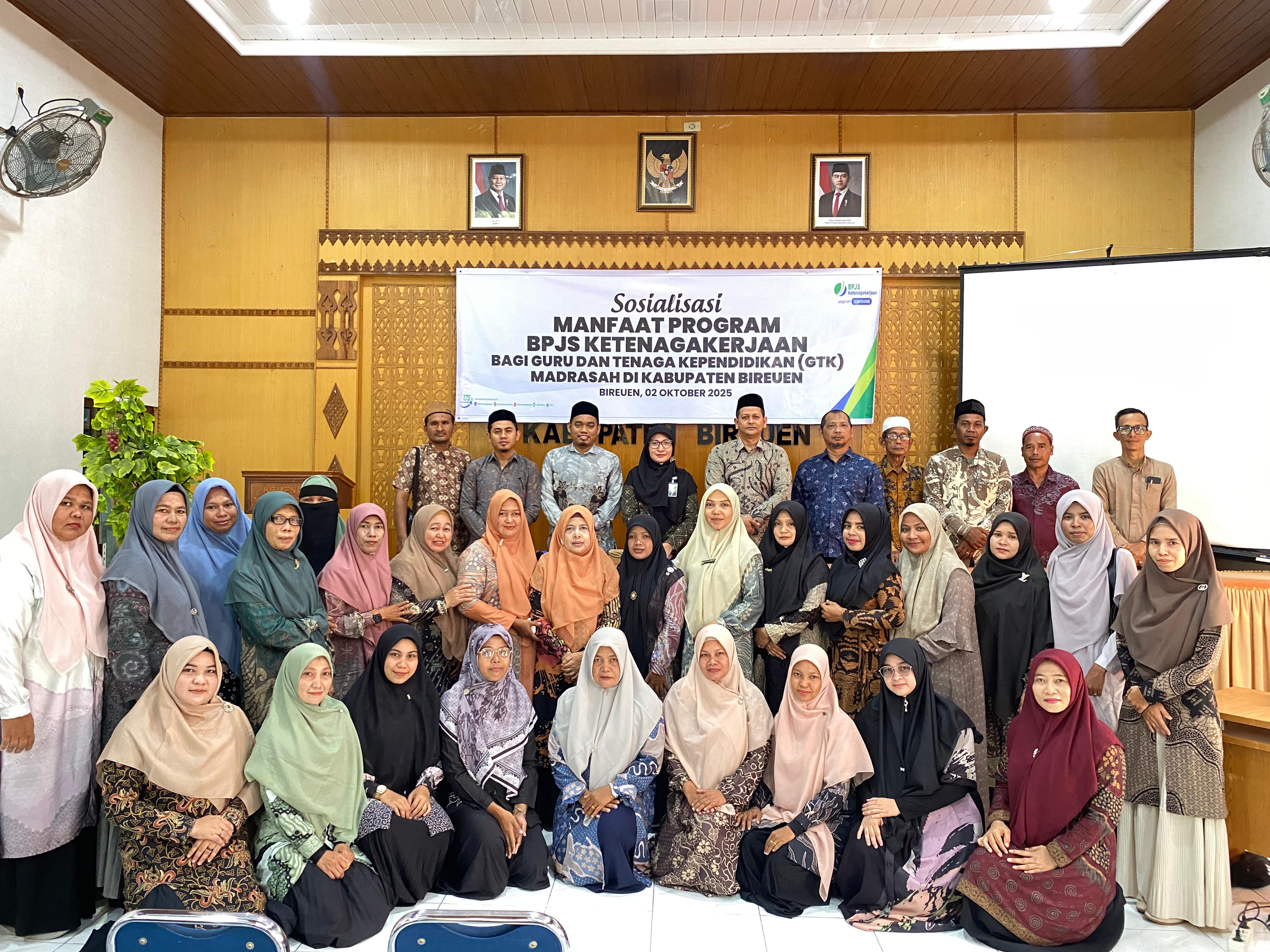 BPJS Ketenagakerjaan Bireuen Gelar Sosialiasi Manfaat Program Bagi Guru dan Tendik (GTk) Madrasah di Kabupaten Bireuen