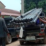 Foto Tiang internet yang akan di pasang di wilayah Desa Sarabau