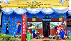 Pos Terpadu Polres Kuningan yang berlokasi di Taman Kota disulap layaknya dunia game legendaris, Mario Bros. (Ft: Mu'min/teraskata)