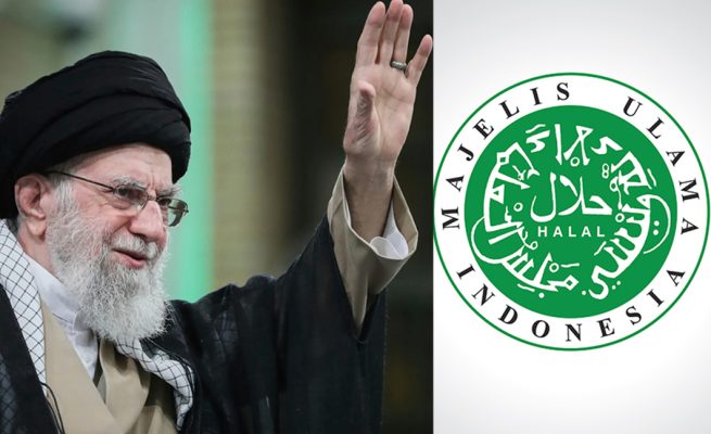 Kolase Foto: Ali Khamenei dan logo MUI