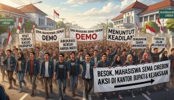 Ratusan mahasiswa yang tergabung dalam Serikat Mahasiswa (SEMA) Cirebon