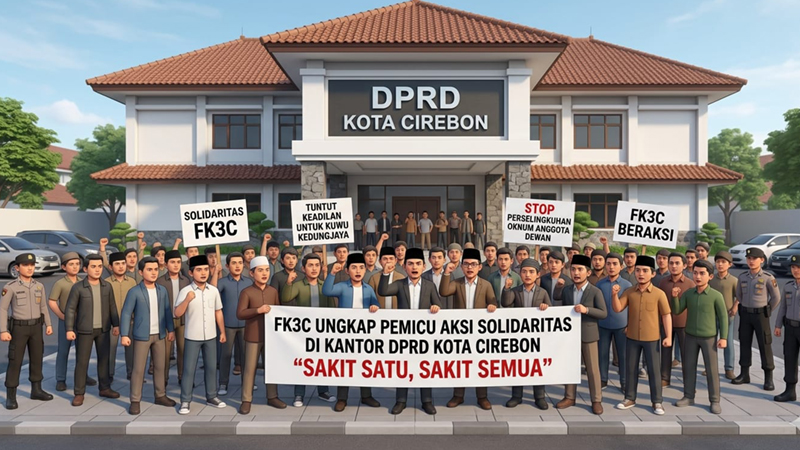 Anggota DPRD Diduga Selingkuh dengan Istri Kades, FK3C Demo di Kantor DPRD Cirebon