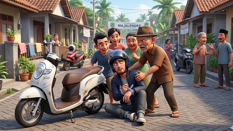 Gagal Gondol Honda Scoopy, Maling di Majalengka Diciduk Warga Saat Beraksi