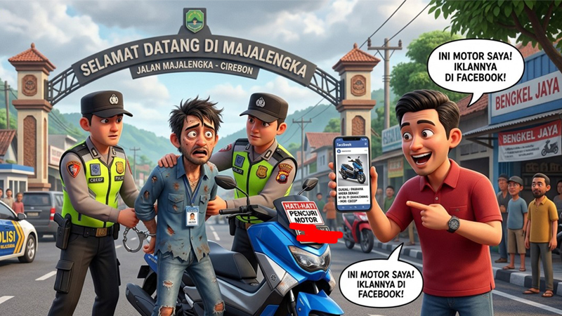 Apes! Pencuri Motor di Majalengka Tertangkap Setelah Korbannya Lihat Iklan di Facebook